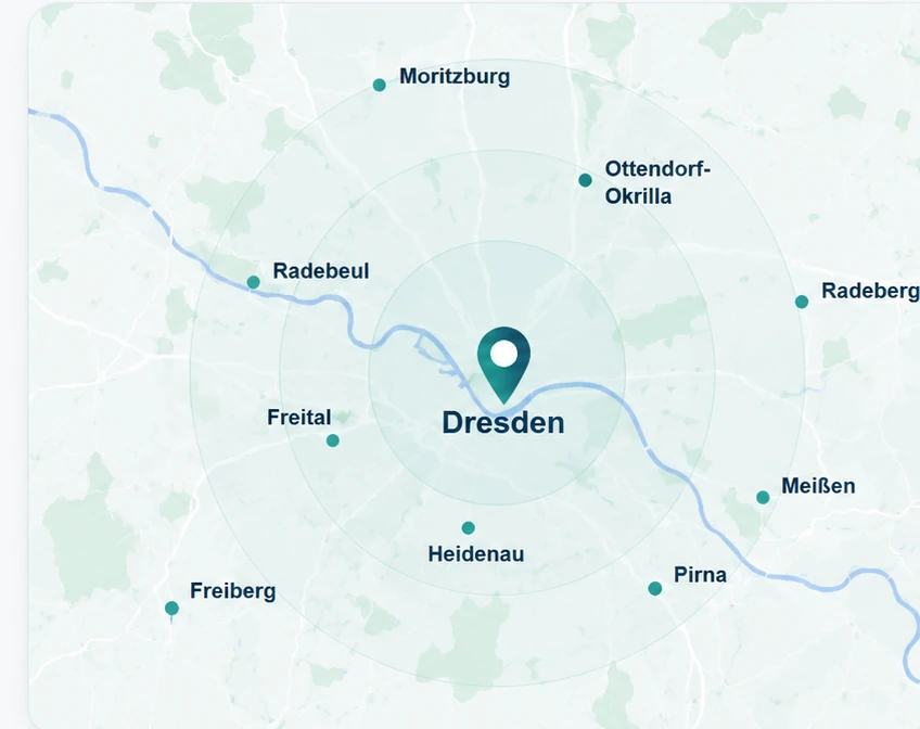 Einsatzgebiet der MARAI Service GmbH rund um Dresden